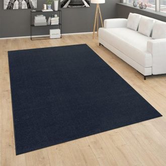Paco Home Paco Home - Alfombra Sal&oacute;n Pelo Corto Dormitorio Moderno Motivo Monocolor Azul Oscuro 280x380 Cm