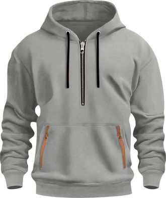 Generic Hoodies for Men Uk Cargo Military Jacket Half Zip Long Sleeve Hooded Sweatshirts Casual Loose Comfy Hoodie Fleece Fall Winter Holiday Pullover Fashion