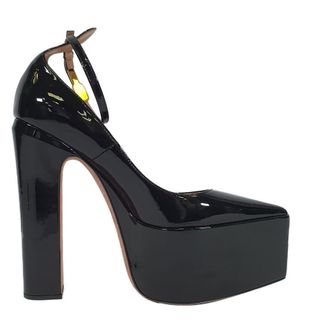 Valentino Pre-owned Womens Garavani Tan-Go 165 Platform Pumps in Black Patent Leather - Size 38.5 EU/IT