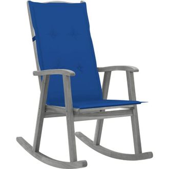 vidaXL Silla Mecedora Con Cojines Madera Maciza De Acacia Gris Vidaxl