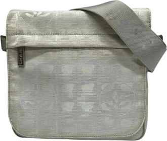 Chanel Pre-owned Cross Body Bags, female, Gray, Size: ONE SIZE Pre-owned New Travel Line Nylon Jacquard Shoulder Bag
