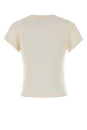 Sporty & Rich Womens Ivory Cotton T-Shirt Ecrunavy Exterior Exterior: T-shirts And Polos