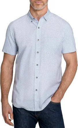 W.R.K Raindrop Reworked Short Sleeve Button-Up Shirt in White/blue at Nordstrom, Size Xx-Large