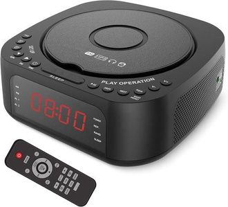 No Brand Sveglia Con Cd - Radio Con Lettore Cd - Musica Per Il Risveglio - Display Led Dimmerabile - 8 X 4 X 4 Cm