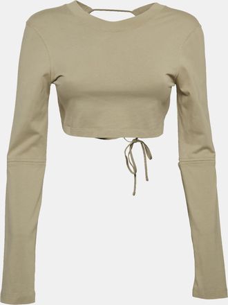 Jacquemus Sage Green Cotton Open Back Crop T-Shirt