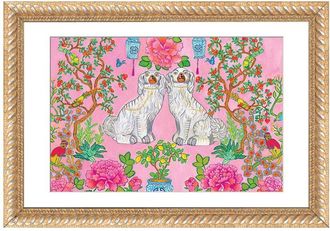 iCanvas Staffordshire Dogs Chinoiserie in Pink by Green Orchid Boutique Wall Art