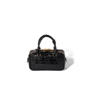 Miu Miu Arcadie Crocodile Embossed Calfskin Bag, Woman, Black