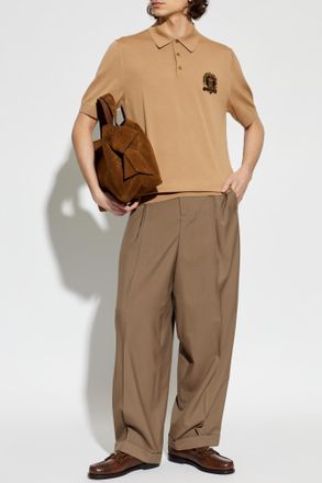 Dolce & Gabbana Wool Polo With Appliqu&eacute;, Mens, Beige