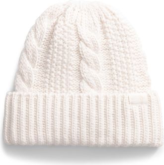 The North Face Womens Oh Mega Beanie Hat, White Dune, One Size