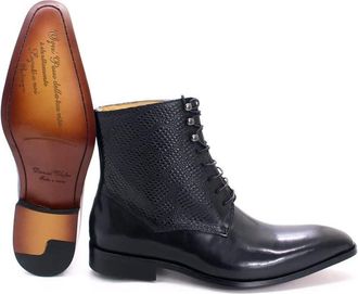 Generic Mens Ankle Boots Non Slip Resistant Cowhide Derby Crocodile Print Rivet Work Fashion(6.5 UK)