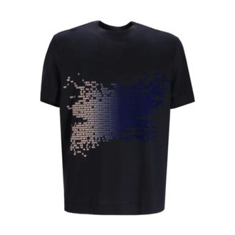 Emporio Armani T-Shirts, male, Blue, S, Lyocell Logo T-Shirt