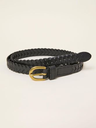 Fat Face FatFace Black Plait Leather Belt