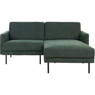 Beliani Beliani - Sof&aacute; Esquinero Moderno Tapizado Izquierdo 2 Plazas Patas De Metal Tejido Verde Oscuro Respaldo Acolchado Breda