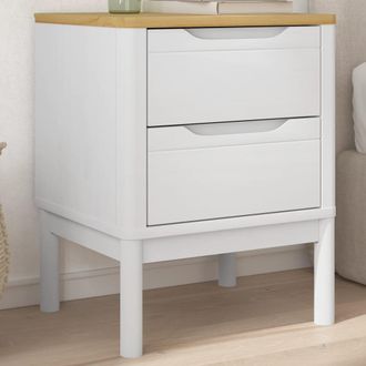 vidaXL Comodino Floro Bianco 45x39x57 Cm In Legno Massello Di Pino - Vidaxl