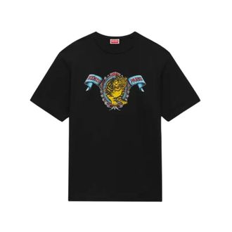 Kenzo Tops, Heren, Zwart, XL, Katoen, Jumping Tiger T-Shirt