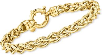 Ross-Simons Italian 18kt Gold Over Sterling Round Wheat-Chain Bracelet
