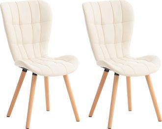 Clp Clp - Set De 2 Sillas De Comedor Elda Crema Simil Cuero