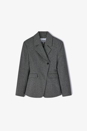 Ganni Black Grey Suiting Blazer