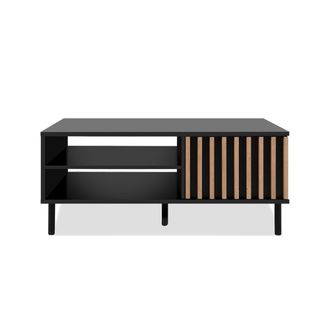 Calicosy Mesa de centro 1 puerta negro y madera - l110,5 cm