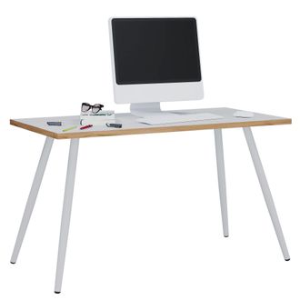 VCM Vcm - Mesa De Escritorio Mesa De Oficina Scandanivischer Retro Look Salia 110x80 Cm (blanco / Roble De Miel)