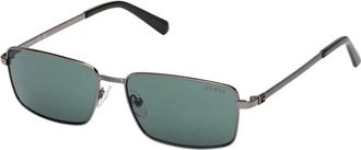 Guess Ezra Smalle Rechthoekige Zonnebril - Heren - Zonnebrillen - Grijs - 56 MM - Accessoires