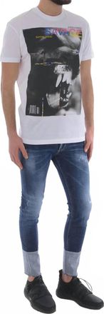 Dsquared2 Mens Savage Print Graphic Cotton T-Shirt In White