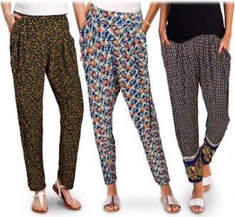 Trade Shop Trade Shop - Pack Da 3 Pantaloni Da Donna Alla Turca Mod. Blossom Fantasia Fiori