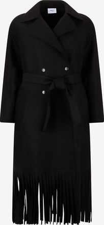 Akris Langer Mantel mit Fransen aus Wollflanell