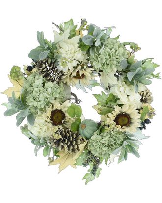 Creative Displays Inc. 28In Green And Teal Mixed Floral Wreath