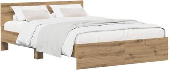 vidaXL Estructura De Cama Con Cabecero Roble Artisan 135 X 190 Cm Vidaxl