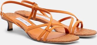 Jimmy Choo London Sandalias Farris de piel con rafia