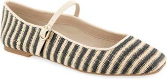 Kenneth Cole Jasper Woven Mary Jane Flat in Black/Natural Raffia at Nordstrom, Size 9.5