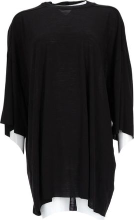 Rick Owens Black Loose Wool-Silk Blend Top