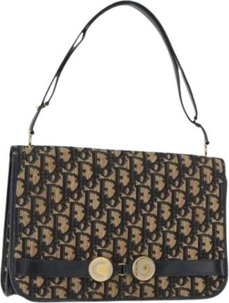 Dior Pre-owned Trotter Canvas Shoulder Bag - Dames - Vintage Schoudertas - Blauw - ONE Size - Leer - Vintage