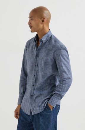 Brunello Cucinelli Printed twill shirt in Denim at Nordstrom, Size Xxx-Large Eu