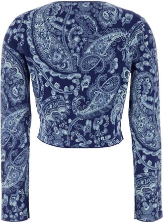 Etro Womens Fantasia Cardigan Navy Viscose Polyester