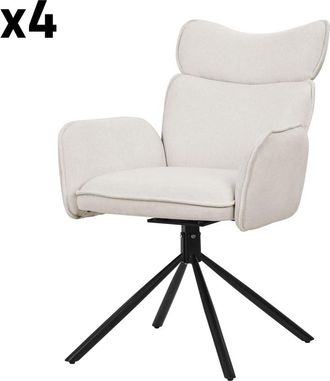 ML Design Set de 4 Sillas de comedor giratorias 360&deg; beige reposabrazos respaldo