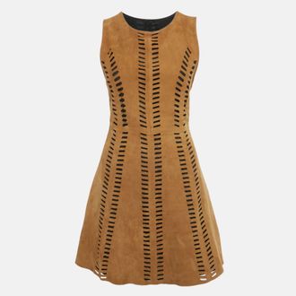 Maje Brown Suede Cut-Out Mini Dress