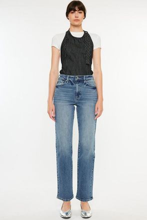 Kancan Ophelia High Rise True Straight Leg Jeans in Medium Wash at Nordstrom, Size 27