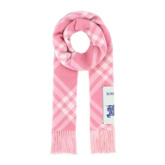 Burberry Winter Scarves, female, Pink, Size: ONE SIZE Embroidered Cashmere Scarf