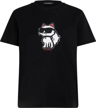 Karl Lagerfeld T-shirt met korte mouwen Choupette - Dames - T-shirts - Zwart - L - Katoen - Tops