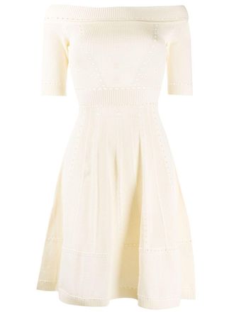 Dsquared2 open-knit flared dress - women - Polyester/Viscose - M - Neutrals