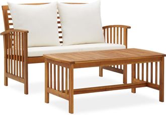 vidaXL Muebles De Jard&iacute;n 2 Piezas Con Cojines Madera Maciza De Acacia Vidaxl