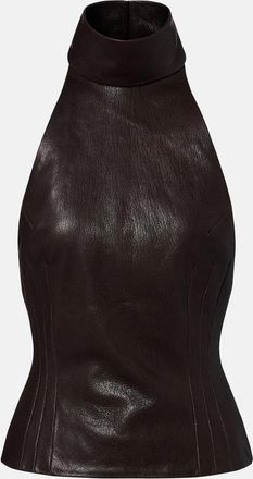 Magda Butrym Top in pelle con scollo allamericana