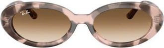 Ray-Ban 54mm Gradient Oval Sunglasses in Opal Pink Havana /Clear Brown at Nordstrom