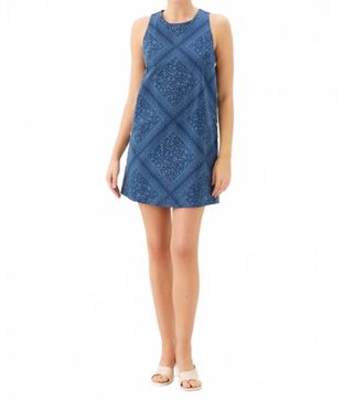 Fifteen Twenty Clarice Side Button Shift Dress In Blue Bandana Print
