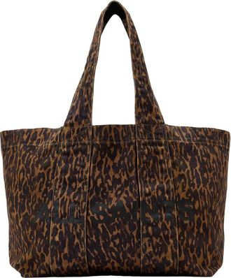 AllSaints Izzy Leopard Print Denim Tote in Leopard Brown at Nordstrom