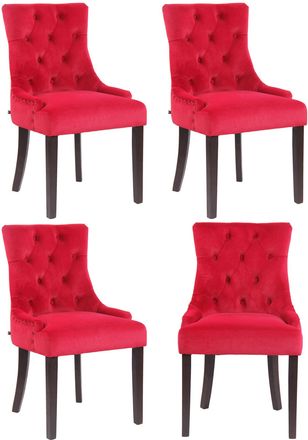 Clp Clp - Juego De 4 Sillas De Comedor Aberdeen En Terciopelo Rojo Antiguo