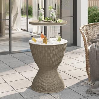 vidaXL Mesa Nevera 3 En 1 Polipropileno Marr&oacute;n Claro Vidaxl