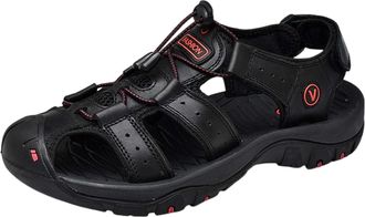 Generic Mens Peru Sport Sandal | Mens Sandals Leather Spring Summer Close Toe Outdoor Sandals | Wide Fit Sandals Adjustable Walking Sandals | Casual Slip-Resi